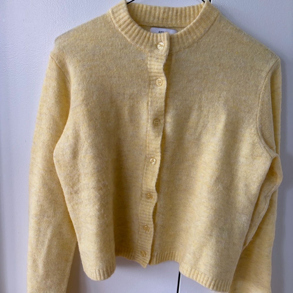 Soft Yellow Wool/Alpaca Cardigan